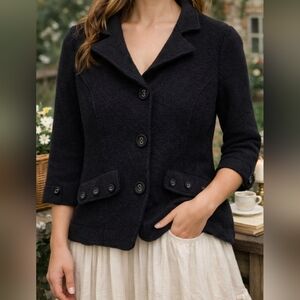 Eric Alexandre Boiled Wool Jacket – Navy – Size 40 (M)